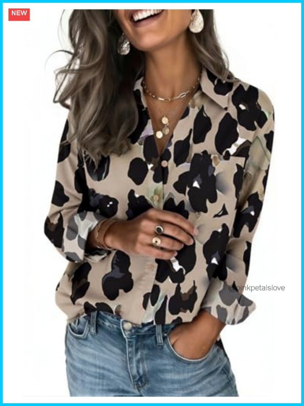 Silky Soft Button-Down Blouse Long Sleeve Dressy Casual V-Neck Top